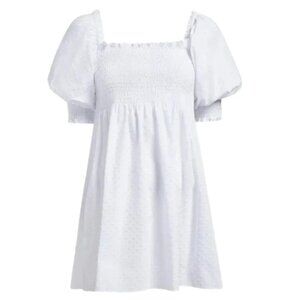 Hill House Home Athena Nap Dress- White Semi-Sheer Swiss Dot / XS